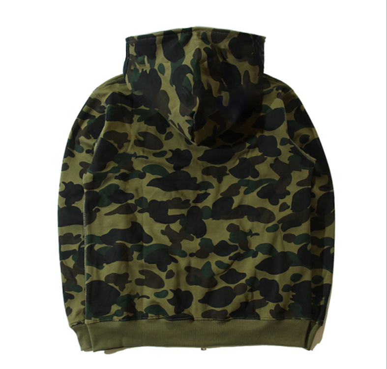 

Newest Fashion Style Camo Shark Print Cotton Sweater Hoodies High Quality Men's Casual Classic Hooded Jacket Asian Sizes