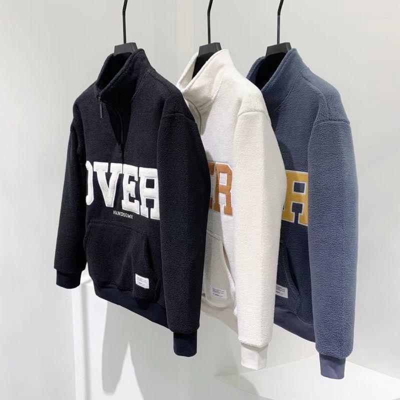 

Men's Hoodies & Sweatshirts Men And Women Harajuku Oversized Fleece Hoodie Embroidery Letter Plus Velvet Hip Hop Stand-up Collar Trix22, White