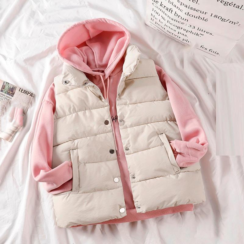 

Women' Vests Winter Mandarin Collar Fashion Womens Waistcoat Vest Gilet Jacket Coat Outwear Solid Keep Warm Tops Cotton Lady Top, Black