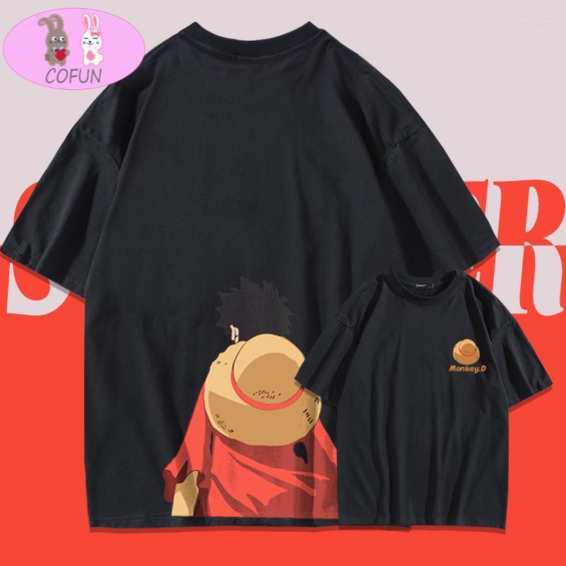 

Men's T-Shirts Anime Monkey D Luffy Printed Cotton Soft Wearing T-shirt Harajuku Unisex TeesMen's Bles22, Black