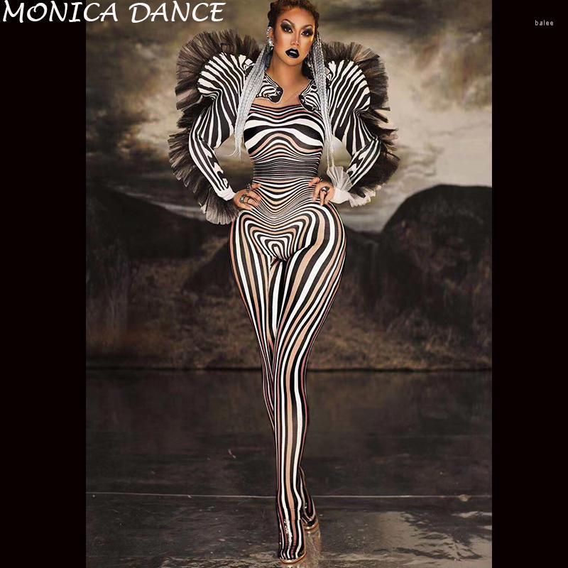 

Women's Jumpsuits & Rompers Sexy Stage Zebra Pattern Jumpsuit Women Singer Outfit Bar Dance Cosplay Bodysuit Costume Prom CostumeWomen's Wom