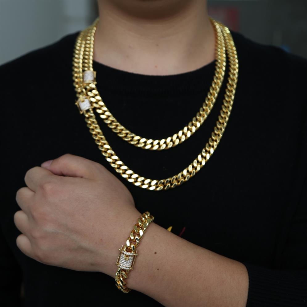 Fashion Hip Hop Men Necklace Chain Gold Filled Curb Cuban Long Necklace Link Men Choker Male Female Collier Jewelry 61cm 71cm319e-image-760820178