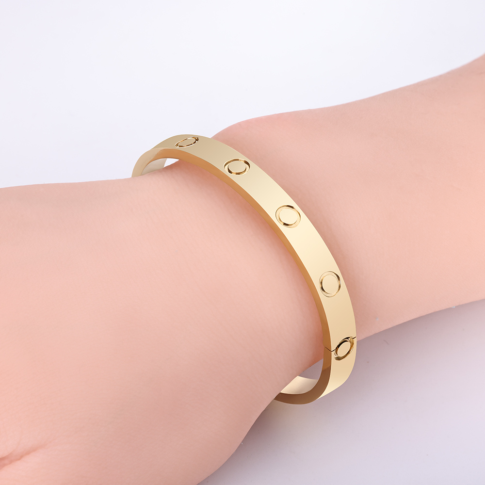 

High Edition Classic Love Jewelry Cuff Bracelets & Bangles for Women Men Gold Silver RoseGold Color 316L Titanium Steel Jewelry With Key ScrewDriver 15cm to 22cm