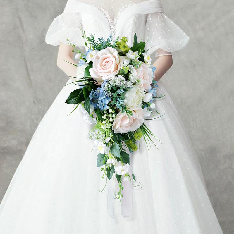 

Wedding Flowers Bride Holding Water Drop Bouquet Decoration Bridal WAS10259