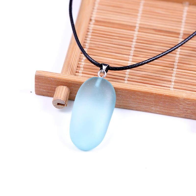 

Pendant Necklaces Blue Sea Glass Necklace Gift Summer Beach Simple Women Jewelry