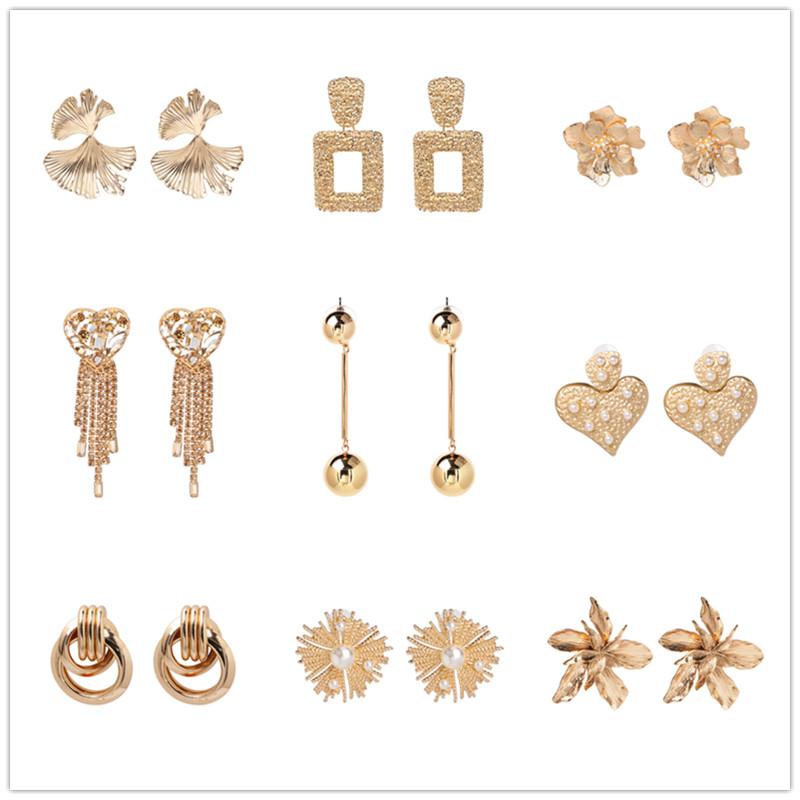 

Dangle & Chandelier FASHIONSNOOPS Statement Big Drop Earrings 2022 Women Fashion Vintage Geometric Gold Color Punk Flower Metal Earring Jewe