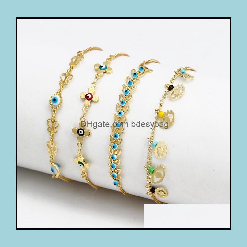 

Charm Bracelets Jewelry Gold Evil Blue Eye Lucky Turkish Eyes Bracelet For Women Girls Beach Party Gift 10 Styles Wholesale Drop Delivery 20