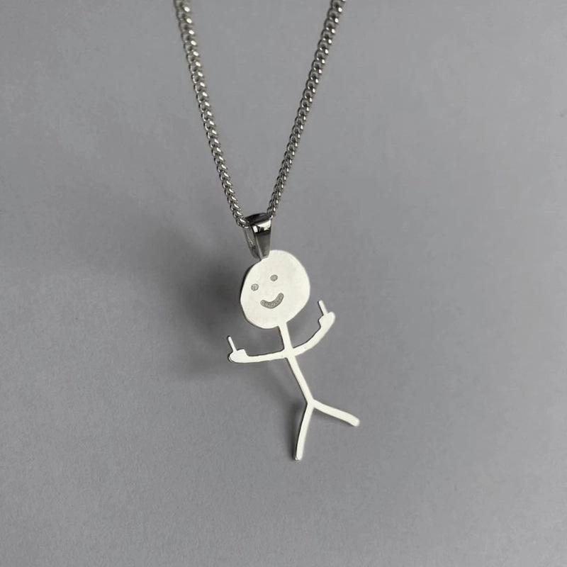 

Chains Stainless Steel Funny Doodle Necklace For Women Trendy Graffiti Personalized Hip Hop Men Accessories Male 2022Chains