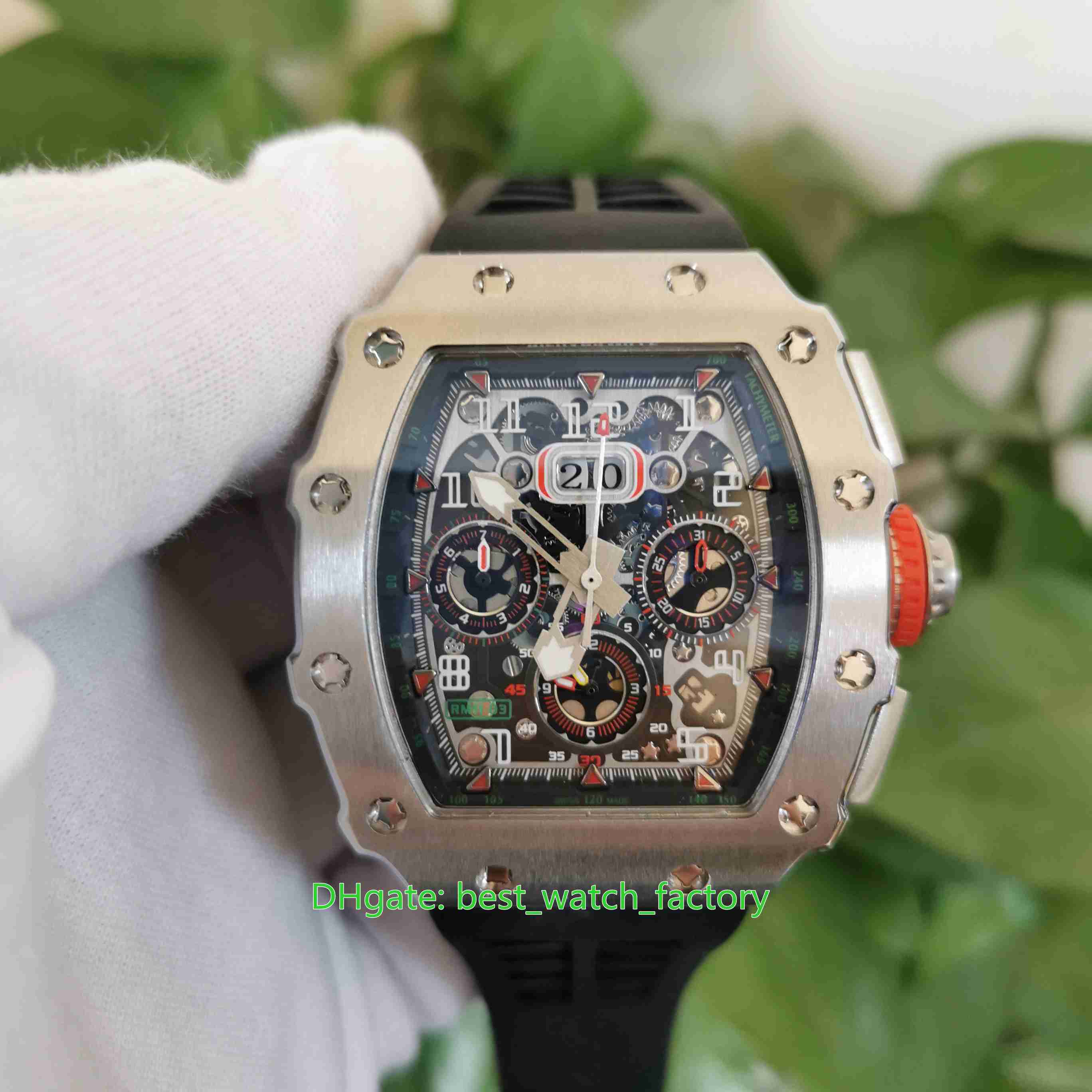 

Hot Selling High Quality Watches 50mm x 44mm RM11-03 Skeleton Flyback Stainless Steel Sapphire Transparent Mechanical Automatic Mens Watch Men's Wristwatches, No box papers