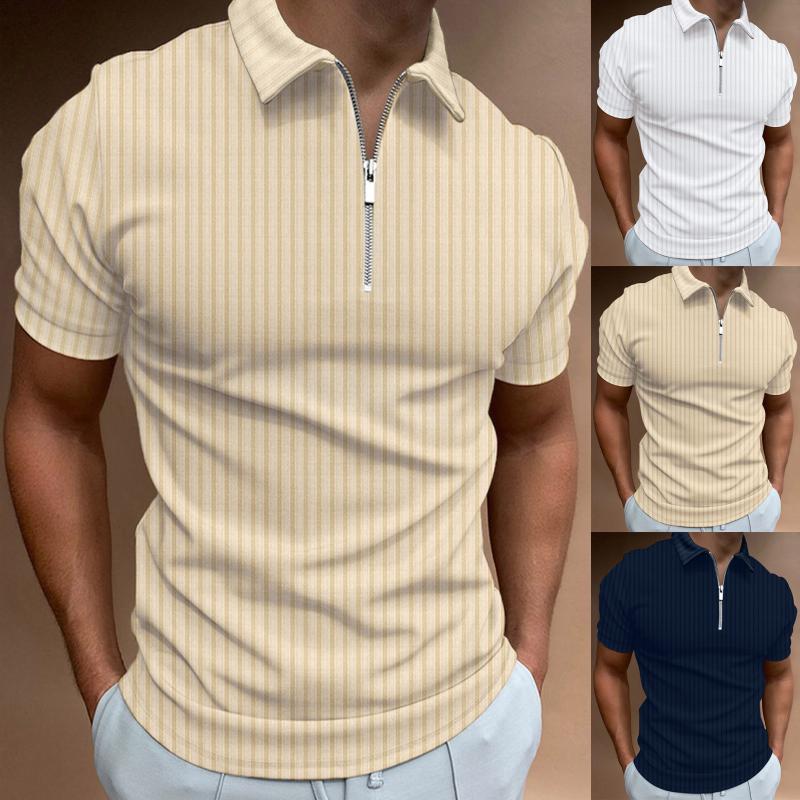 

Men' Polos Shirt Men Male Summer Solid Print T Elastic Turn Down Collar Short Sleeve Tops Day Mens ShirtMen, Khaki