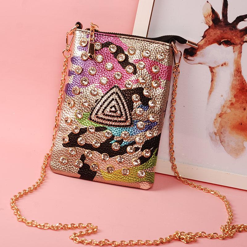 

Evening Bags 2022 Fashion Leopard Diamond Flaps For Women Luxury Designer Brand High Quality Genuine Leather Dating Purses
