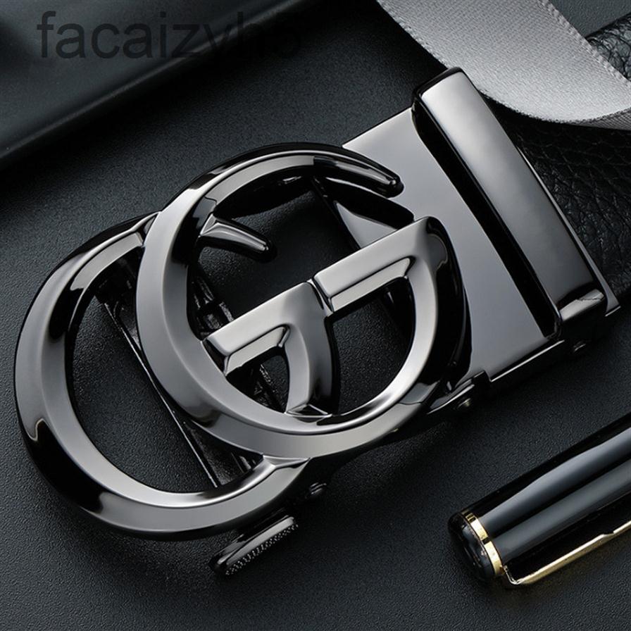 

Belts designer beltMen's leather automatic buckle Korean fashion leisure middle-aged youth letter business trouser net red ma250v, Black