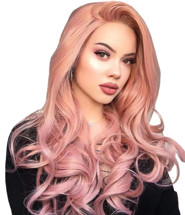 

NEW FEMALE PINK wig COS big waves long hair curls