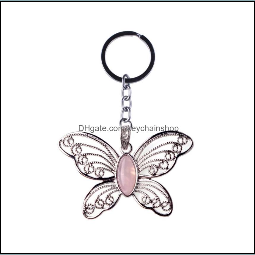 

Key Rings Jewelry 10 Pcs Sierl Plated Butterfly Shape Rose Quartz Chain For Party Gift Rock Crystal Jewelr Drop Delivery 2021 Dh08R