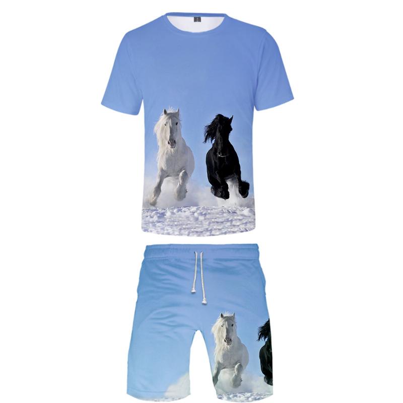 

Men's Tracksuits Arrival Couple Animal Horse 3D Tracksuit Classic Women/Men Two Piece Set Summer T Shirt+pants Harajuku Cool Streetwear Suit, Purple
