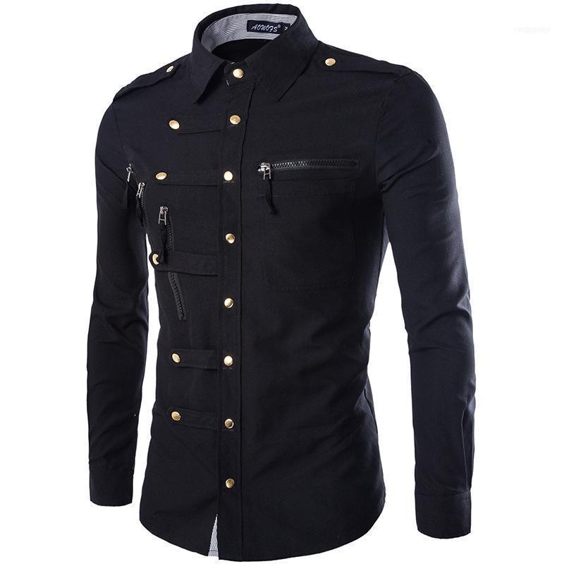 

Wholesale- Men Shirt 2022 Fashion Design Mens Slim Fit Cotton Dress Stylish Long Sleeve Shirts Chemise Homme Camisa Masculina1, Navy