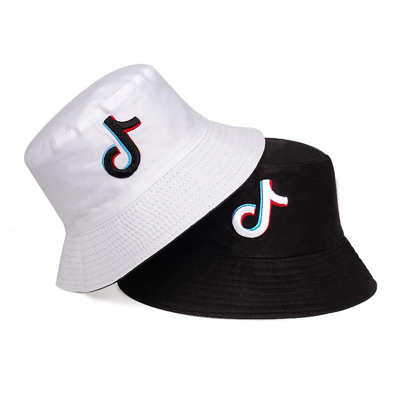 

Berets Summer Fashion Bucket Hat Musical Note Embroidery Men And Women Students Wild Fisherman Sun Hats Panama Hip Hop HatsBerets, White