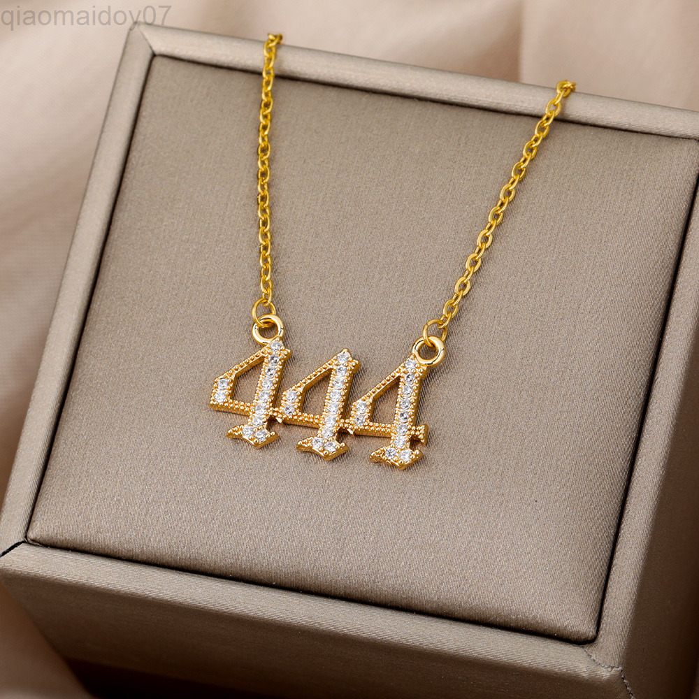 

111 222 333 555 666 777 888 999 444 Angel Number Necklaces For Women Zirconia Necklace Pendant Vintage Jewelry Necklace L220812