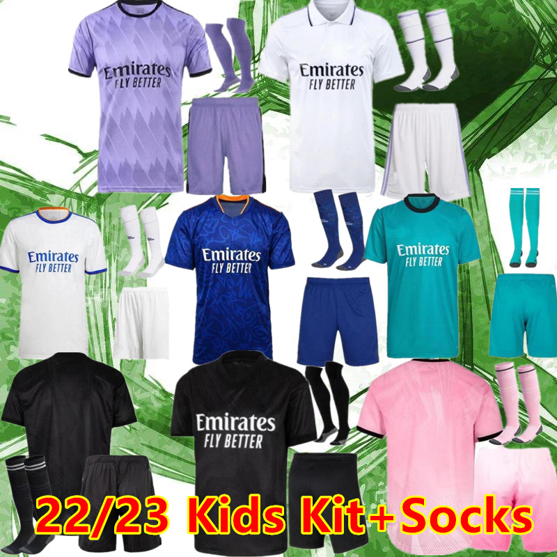 

KIDS kits socks 120TH BENZEMA soccer jerseys 22 23 football shirt rEAL MADRIDS VINI JR MODRIC ASENSIO 2022 2023 uniforms CAMAVINGA CASEMIRO, 22-23 home