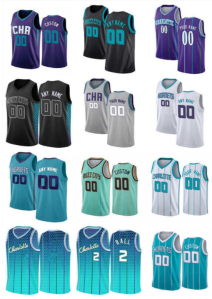 

75th Custom Mens Womens Charlotte''Hornets''Jersey Larry 2 Johnson Dell 30 Curry Muggsy 1 Bogues Basketball Jerseys, Color