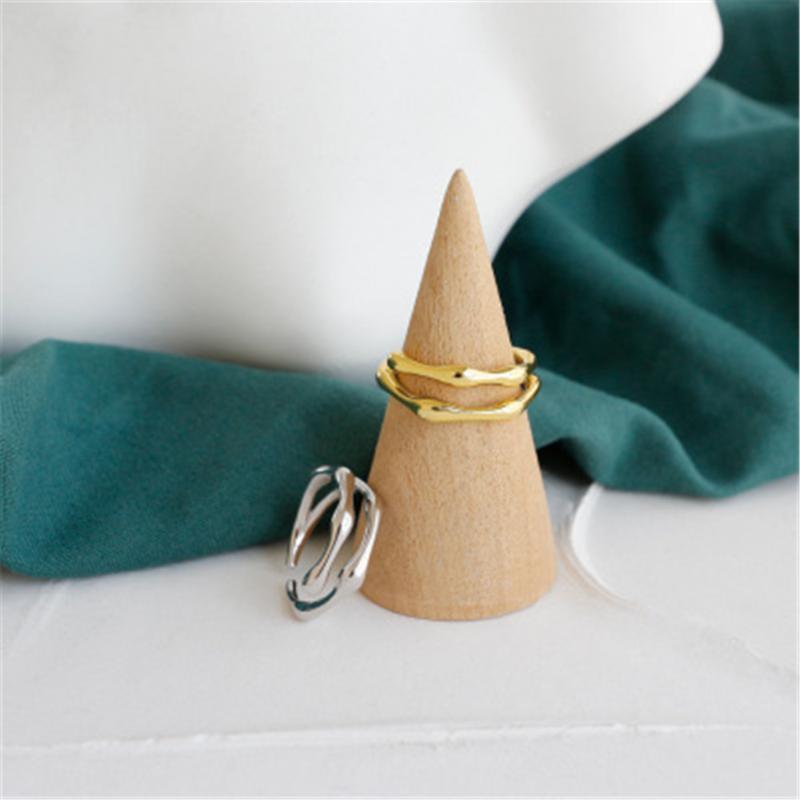 

Cluster Rings Sterling Silver Tail Ring Irregular Two Line Tree Vine Resizable Gold Plated Pinky Luxury Timbo Jewelry Loop KofoCluster