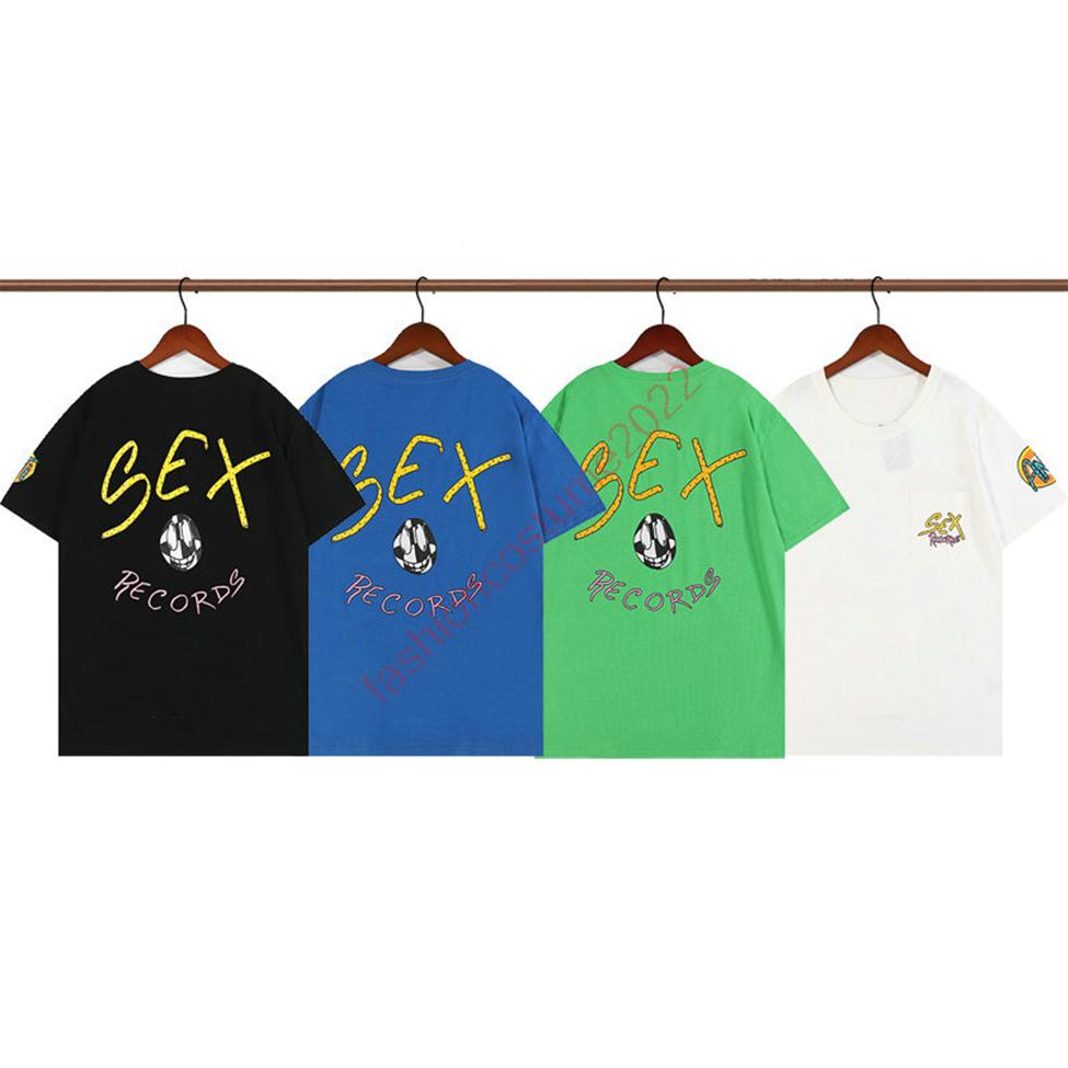 21ss Mens Sex Records T Shirt Fashion Letter Casual Male Clothing Luxury Street Designer crewneck Shorts Sleeve Hip Hop Man Womens277u