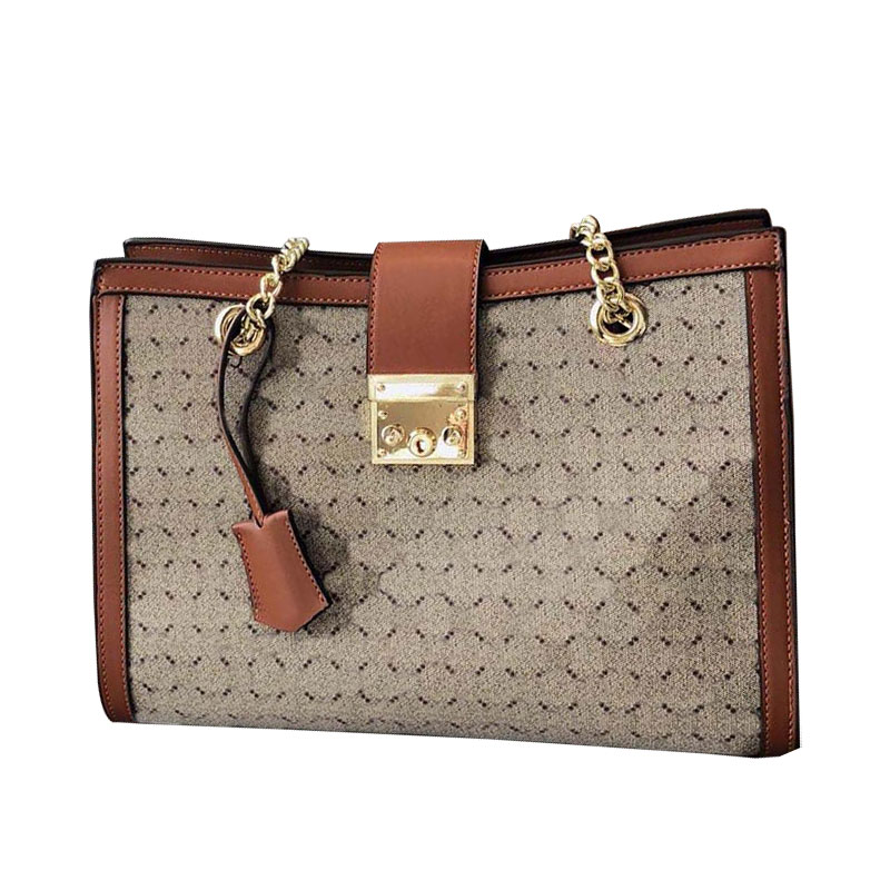 

35/26 Cm Padlock The Tote Bag Totes Designer Handbags Purse Chain Shoulder Bag Hand bags Canvas Leather Wallets Gold Hardware With Key Lock Classic Letter Print, Just a box