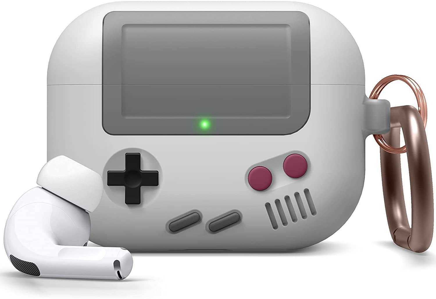 AW5 Compatible avec AirPods Pro Case, Console de conception de la console de jeu de poche classique avec porte-clés, construction de silicone dur
