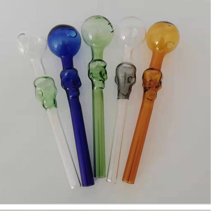 

Skull colored oil burner pipe accessories thick glass pipes for smoking