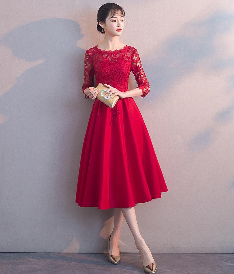 

Ethnic Clothing O-Neck Party Dress Women Lace Bride Burgundy Cheongsam Flower Lady Wedding Qipao Elegant Bridesmaid Dresses GownEthnic