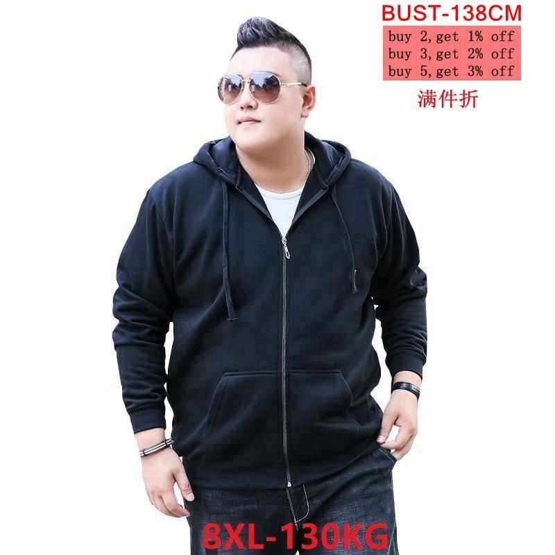

Men's Hoodies & Sweatshirts Autumn And Winter Men's Hooded Sweatshirt Long Sleeve Loose 5XL 6XL 7XL 8XL Black Gray Blue Cotton Zipper Ca, Picture color