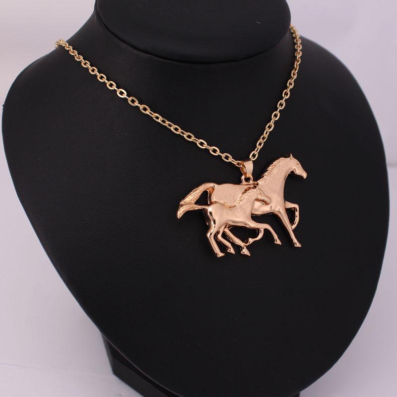 

Chains Hzew Cute Running Two Horse Penadant Necklace Mother And Her Child NecklacesChains