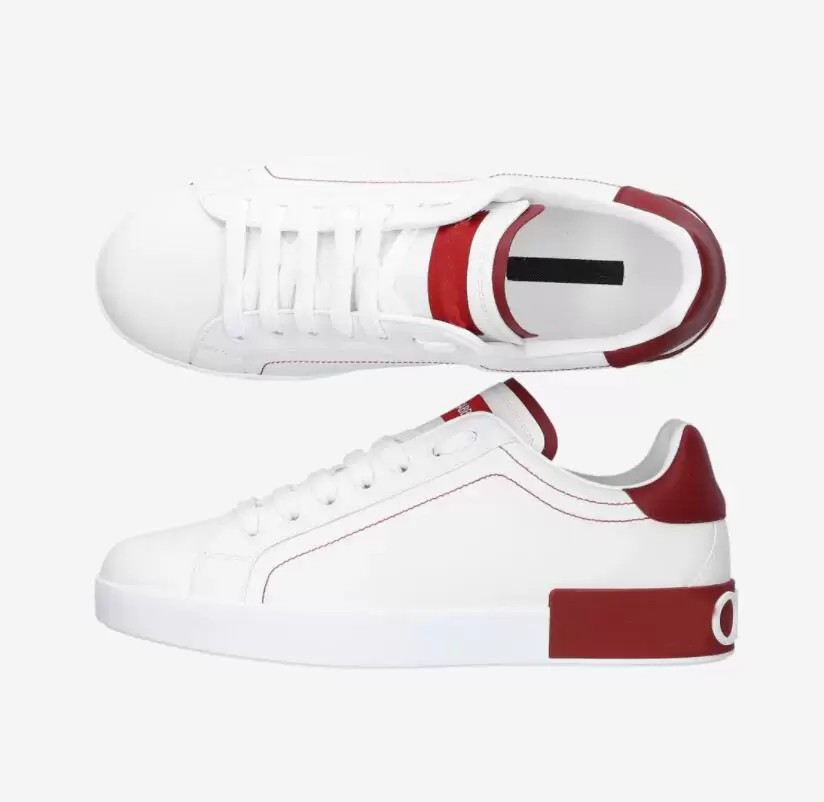 

Excellent Portofins Men Sneakers Shoes Low-top Nappa Calfskin Trainers Crown Embroidery White Black Sports Comfort Casual Walking EU38-46, 14