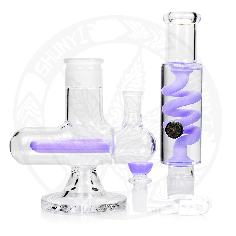 

New purple glcyerin coil recycler colorful hookah glyco bong inline perc freezable chilled cool summer smoking water pipe for girl wholesale