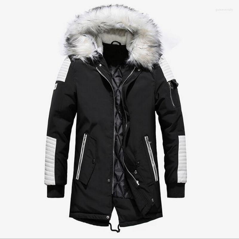 

Fashion Brand Men Wram Parka Casual Coat Winter High Quality Hooded Jackets Men's Guin22, Black red