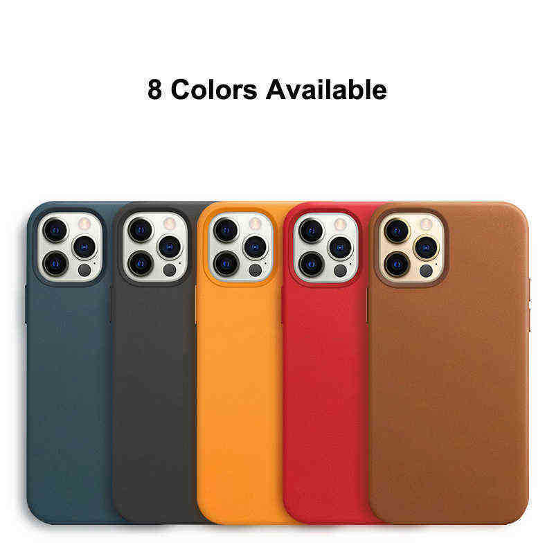

Case Geniune Leather for iPhone 13 12 Pro Max Mini 12Pro Cases for Magsafe Mag Safe Magnetic Wireless Charge Soft Cover Funda, Black