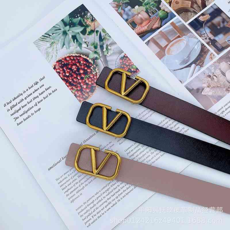 

Belts designer belt Korean v-buckle women's 3.0 cowhide jeans thin J0LD, Black