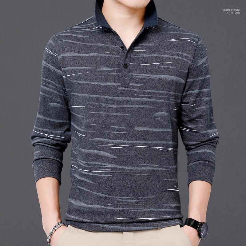 

Men's Sweaters 2022 High End Fashion Brand Striped Sweater Casual Turn Down Collar Long Sleeve English Style Shirts Men Tops For Male Perf22, Gray