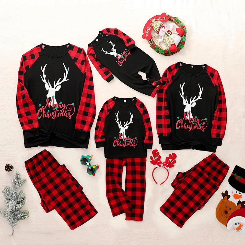 

Family Matching Outfits Pajamas Set 2022 Xmas Adults Kids Baby Sleepwear Clothes Outfit SetsFamily, As pic