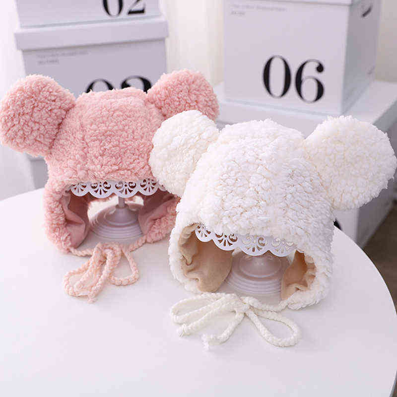

Cute Panda Baby Hat For Girls Boys Warm Plush Outdoor Ear Protecton Winter Kids Hat Beanie For Toddler Children Cap beanie L220728, Style 4