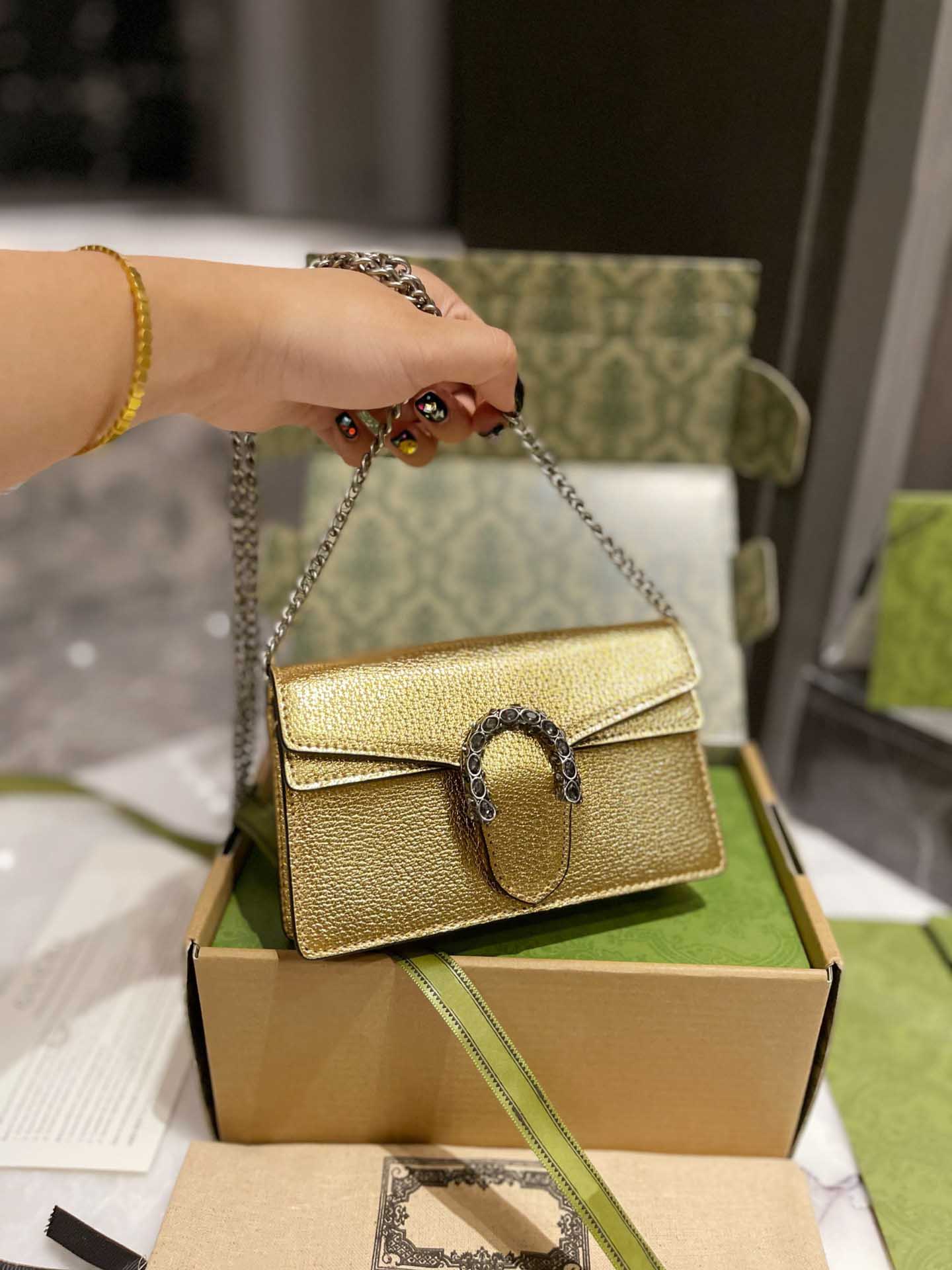 

TZ Women bags designer classic pattern retro silver chain shoulder bag cowhide material messenger bag genuine leather Bacchus phone bags 6 colors mini handbag, Customize