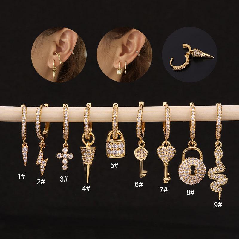 Dangle Lustre 1 Paire En Acier Inoxydable Croix Serpent Boucles D'oreilles Pour Les Femmes Coréenne De Mode Bijoux Oreille Manchette En Gros Lots