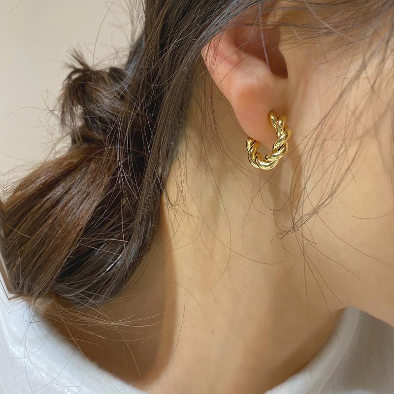 

Hoop & Huggie Simple Half Twist Earrings For Women Ear Hoops Minimalism JewelryHoop
