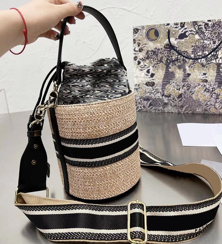 

High Quality Summer Wickers Hand-woven Knitting Straw Women Designers Woven Tote Bag Luxury Cross body Handbag Fashion WICKER Basket Bags, Blue