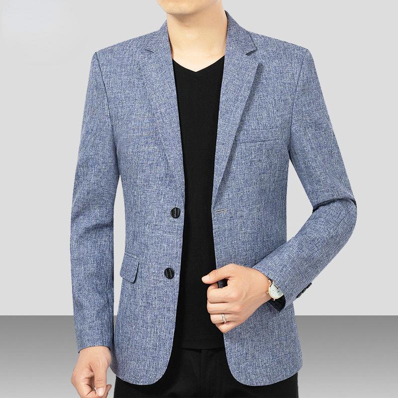 

Men's Jackets Spring And Autumn Fashion Men's Casual Letter Printing Long Sleeve Slim Suit Blazers Jacket Coat Handsome Solid Color B06M, Blue