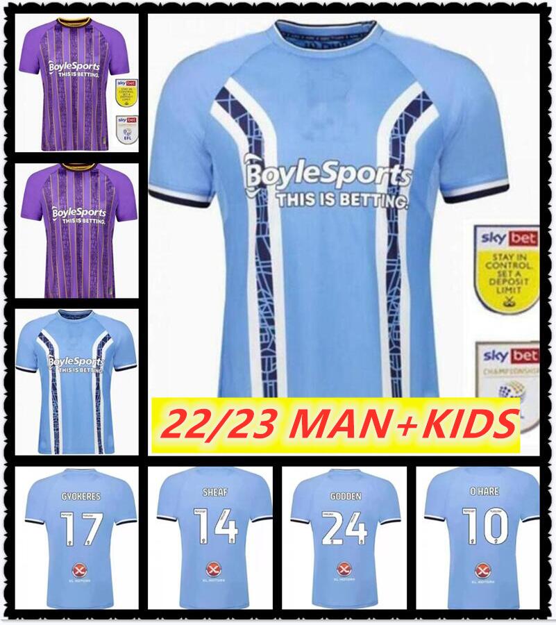 

22 23 Coventry City soccer jersey 2022 2023 home blue 10 O Hare Gyokeres 17 Gyokeres 24 Godden 38 Hamer men kids kit football shirts adult camiseta de futbol