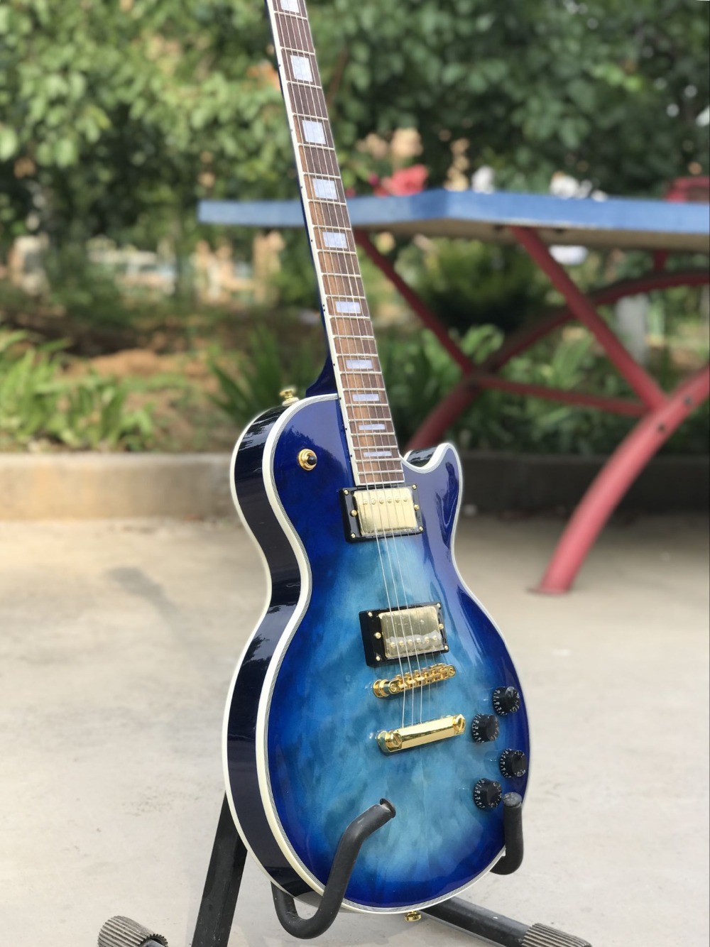 New Top quality Blue color custom electric guitar Handmade 6 stings Gitaar Rosewood fingerboard Gold hardware