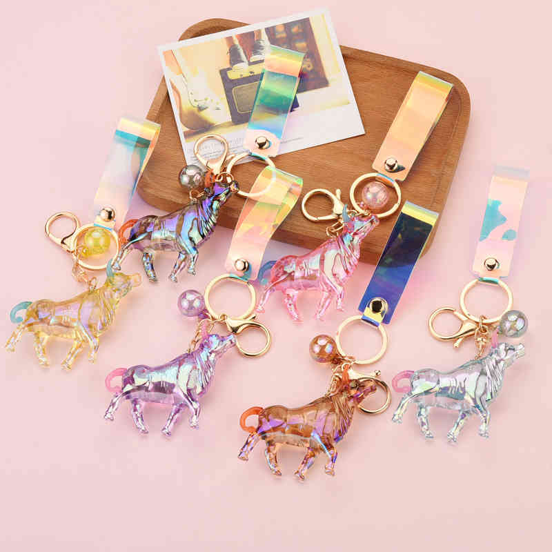 

Acrylic colorful bull keychain car pendant small gift