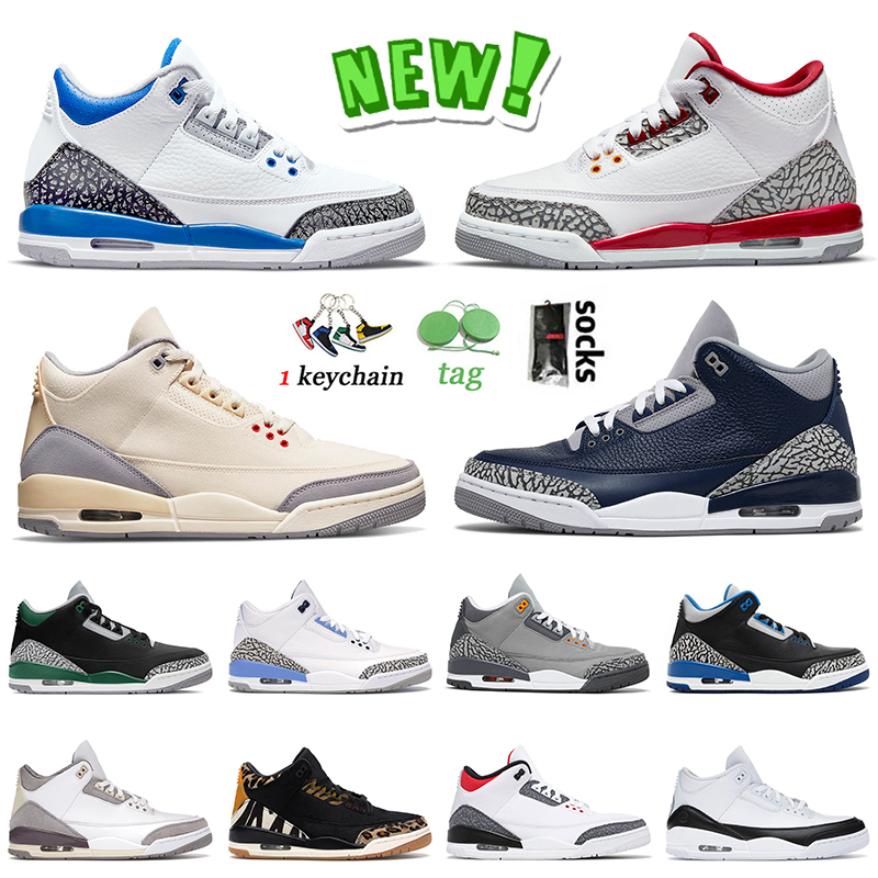 

New Jumpman III High Basketball Shoes Jorden 3 3s Racer Blue Cardinal Red Muslin Midnight Navy Pine Green UNC Cool Grey Medium Fragment Mens Women Sports Sneakers US 13, D15 international flight