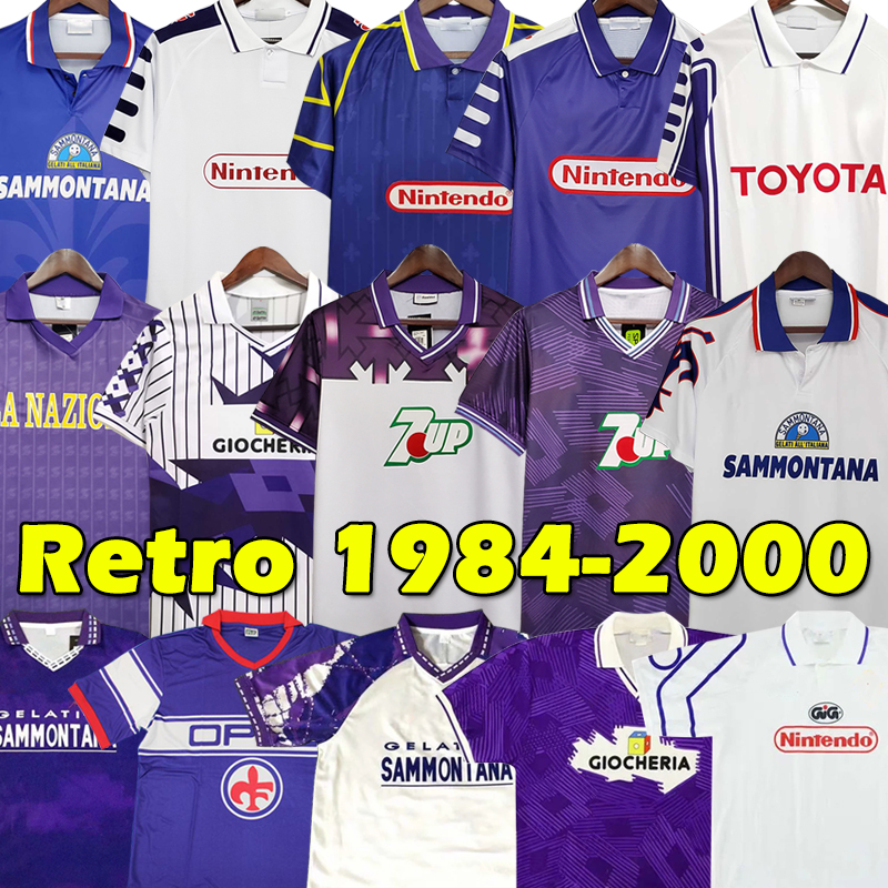

BATISTUTA Fiorentina Retro 84 85 89 Soccer Jerseys EDMUNDO RUI COSTA BIGICA SERENA 90 91 92 93 94 Football Shirt 95 96 97 98 99 00 SCHWARZ BAIANO vintage Jersey, Grey